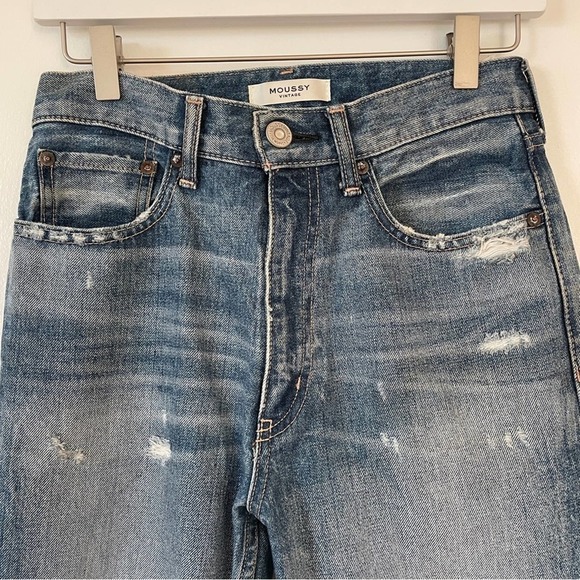 Moussy Vintage Denim High-rise Marshall Boyfriend Distressed Jean 100% Cotton 25 - Picture 4 of 12